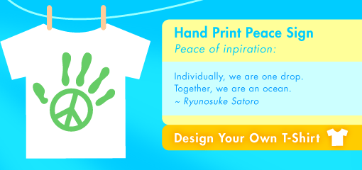 Hand Print Peace Sign  Peace of inpiration:  Individually, we are one drop. Together, we are an ocean.  ~ Ryunosuke Satoro